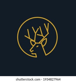 logo icon simple into circle  for brand. Antelope head, elk head, deer head and ram head. Vector illustration. monoline style iconsof North American Big Game animals.