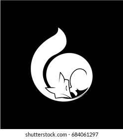 logo icon of sleeping fox sleeping cartoon character illustration design