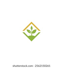 logo icon square leaf interior vector