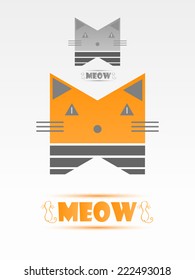 Logo Icon Stylized Cat Flat Style With an Example In Grey Colors