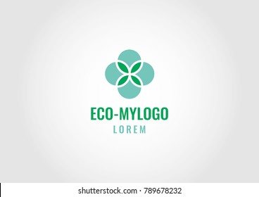 Logo with an icon suggesting ecology. Perfect for business and science applications. Vector customizable logo.