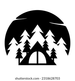 Logo icon summer camping with transparent background