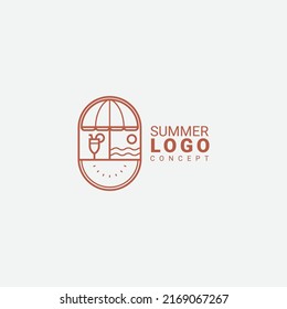 Logo Icon Summer concept in line art style