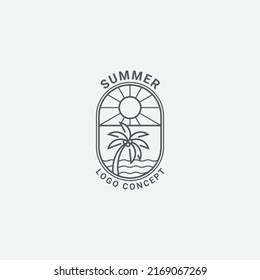 Logo Icon Summer concept in line art style