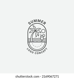 Logo Icon Summer concept in line art style