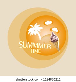 logo icon Summer time vector banner design with beach elements in white background. Vector illustration