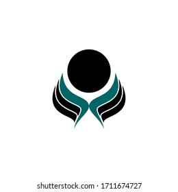 Logo, icon and symbol body massaging, simple, minimal and flat logo design, two palms and head vector illustration, isolated on white background.