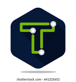 Logo icon for technology business with initial letter t