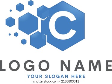 
logo icon technology internet blue style initials C