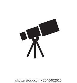 Logotipo o icono de telescopio diseño único minimalista con fondo en blanco