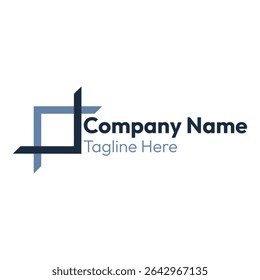Icono de logotipo Plantilla cuadrado símbolo recortar Imagen dos colores azul