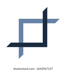Logo icon template square symbol crop image two color blue