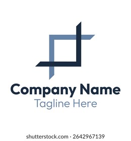 Logo icon template square symbol crop image two color blue