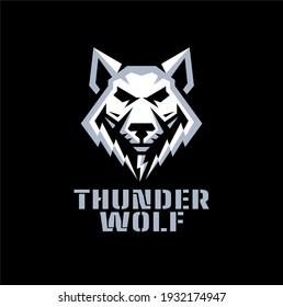 logo icon of thunder wolf in geometric design.