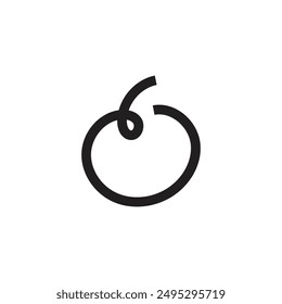 Logo o icono de tomate o línea de cereza trazo con fondo en blanco