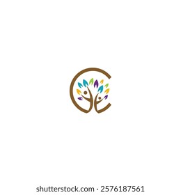 logo icon tree element vector technology