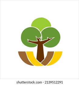 logo icon tree with hammock on white background