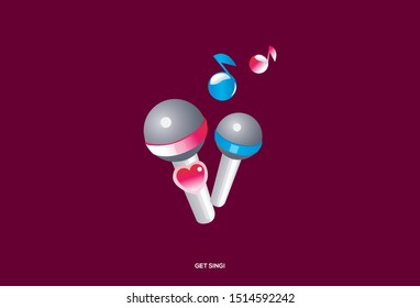 Logo icon of two microphones, symbolize fun duet sing.
