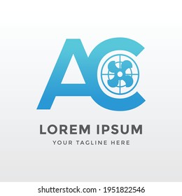 logo icon vector design of air cooler logo. initial AC. Suitable for your business, company, project, etc.