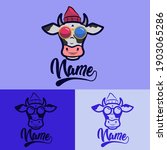 logo icon vector green blue purple cow rocket triangle