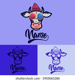 logo icon vector green blue purple cow rocket triangle