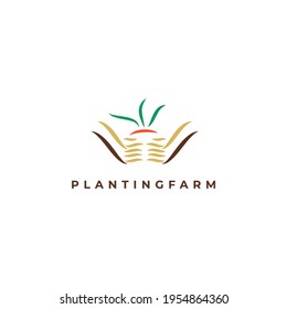 logo icon vector hand and grow fresh carrots