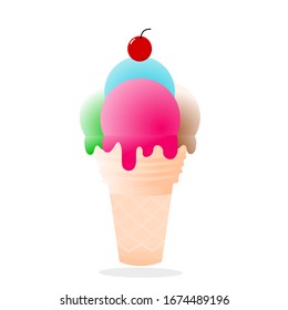 
Logo icon vector image, ice cream cone vector There are many colors and various flavors. Placed on a white background Which can be easily fixed