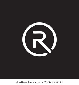 Logo icon vector of letter R line in circle. Logo vektor huruf R pola garis di dalam lingkaran.