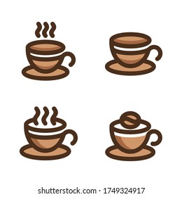 logo icon vector set of coffee cup bundle