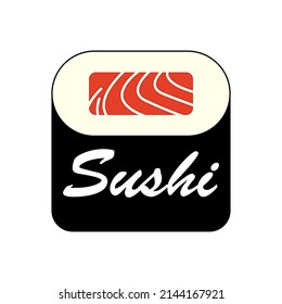 Logo Icon Vector Icon Style Illustration Bar or Shop, Sushi,Onigiri Salmon Roll, Isolated modern Object