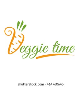 The Logo Or Icon Veggie Time. Text Veggie Time Isolated On A White Background. 