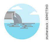 logo icon of water pollution from industry.dirty waste water in the sea