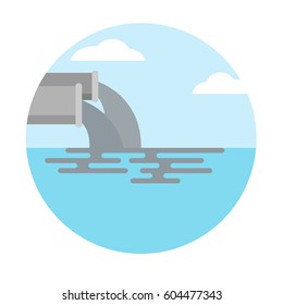 Logo Icon Of Water Pollution From Industry.dirty Waste Water In The Sea