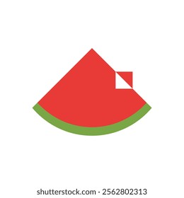 Logo or icon watermelon slice minimal design with blank background