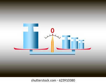 Logo icon of weighting machine with Weights on gray gradient  background..