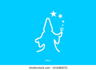 Logo icon of wizard in an  simple outline style