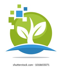 logo icons with illustrations, the growth of digital technology