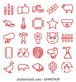 Logo icons set. set of 25 logo outline icons such as thunder, hippopotamus, mouse, buffalo, sheep, goose, harvest, tree, sawing, jackpot, plunger, truck with hook