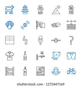 logo icons set. Collection of logo with bicycle, swans, steam, bottle, bunk, shorts, cat, industrial robot, champagne, football jersey, sickle. Editable and scalable logo icons.