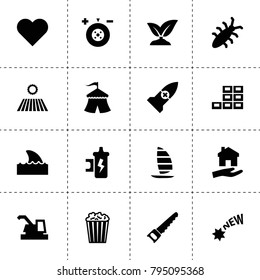 Logo icons. vector collection filled logo icons. includes symbols such as field, harvester, sprouting, wheel balance, spark coil. use for web, mobile and ui design.