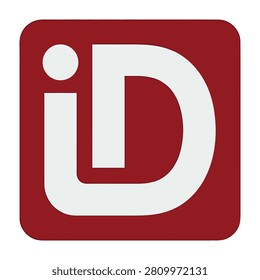 Logo of iD with white lettering on a red background, a simple and recognizable symbol