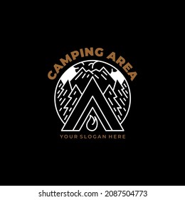 logo idea camping area with letter a silhouette creative