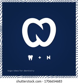 Logo-Idee für Zahnmedizin. Logo und Buchstabe N.
