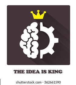 The logo of the idea is king with flat design