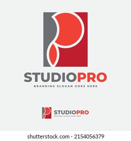 Logo is ideal for design studio, pro version, premier series, premium products category, photography, interior, events, pixel perfect app, camera shutter, p model, name starting with creative p logoty