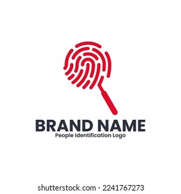 Logo identification with fingerprint and magnifying glass is perfect for internet logos, job vacancies, media, entertainment etc.