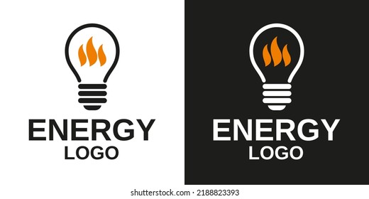 Logo for identity. The theme of energy. The flame in the light bulb