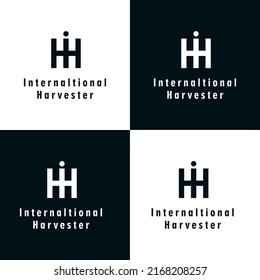 Logo ih plantilla dibujo geométrico simétrico elegante y plano moderno