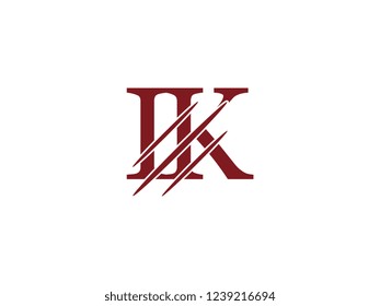 the logo of the IK letter with the style of scratching the incision