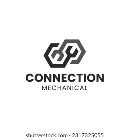 The logo illustrates a connected wrench. It is suitable for use for mechanical logos.